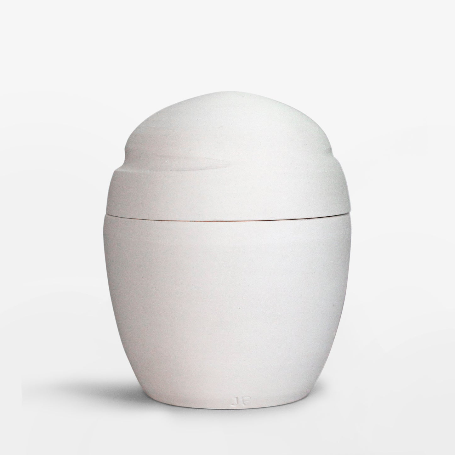 Handmade Porcelain Urn - Smooth White With Red Interior