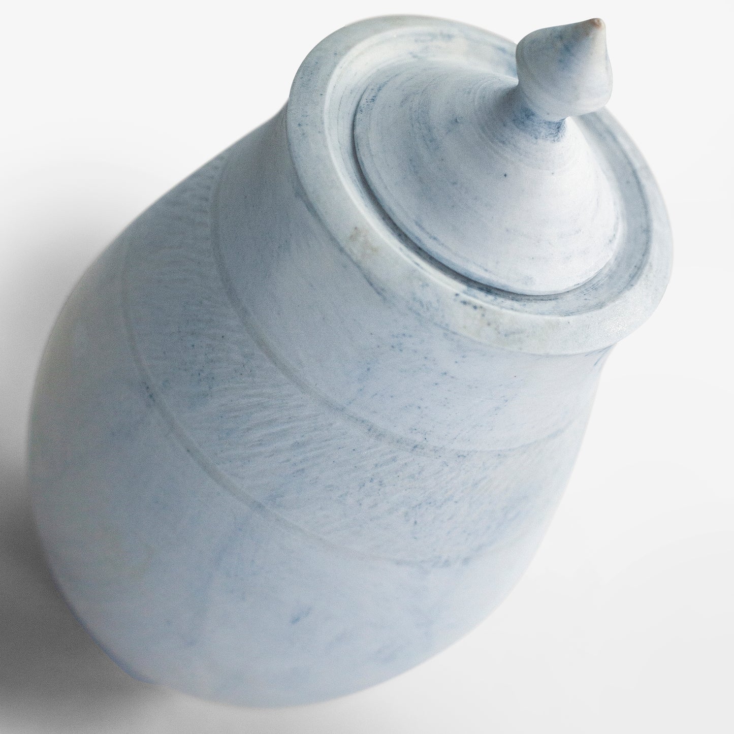 Handmade Chattered Porcelain Urn - Round Belly - Cobalt Blue Stained