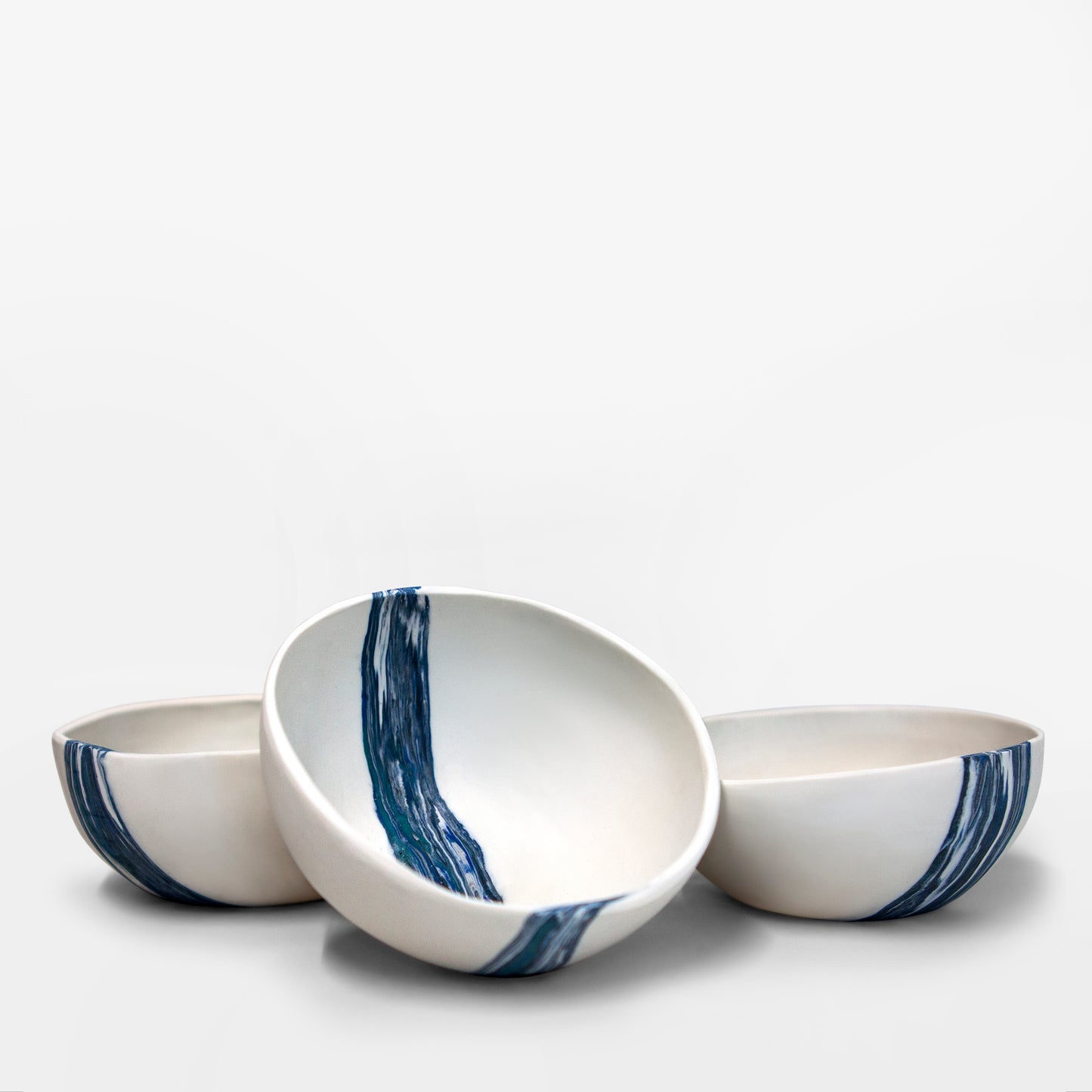 Handmade Nerikomi Single Stripe Porcelain Bowl - Matte Finish