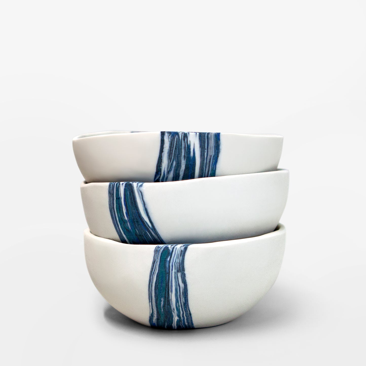 Handmade Nerikomi Single Stripe Porcelain Bowl - Matte Finish