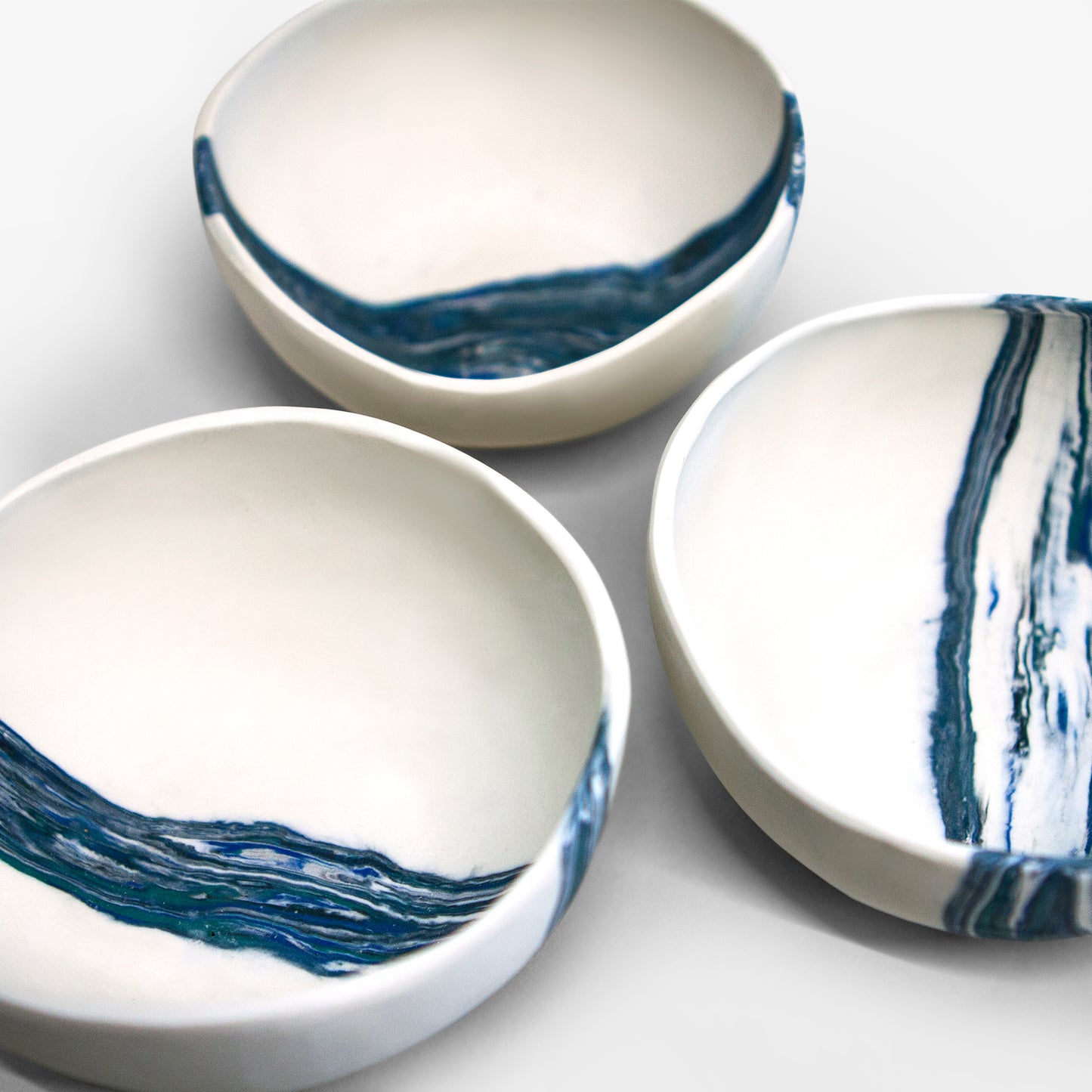 Handmade Nerikomi Single Stripe Porcelain Bowl - Matte Finish